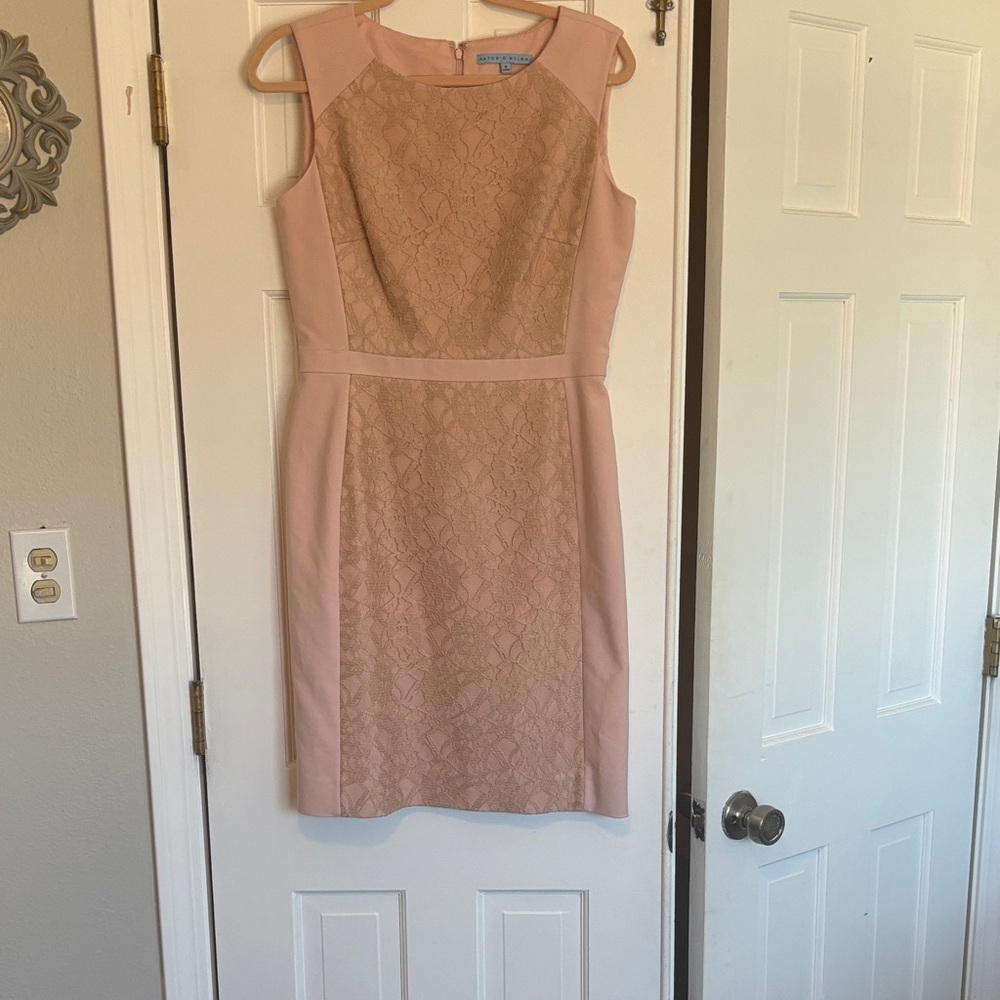ANTONIO MELANI Pink Lace Midi Dress